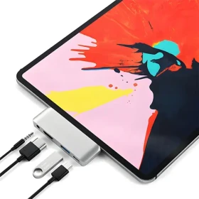 Satechi USB-C Mobile Pro Hub strieborná / USB-C húb / pre iPad Pro/Air 10.9" 2020 (ST-TCMPHS)
