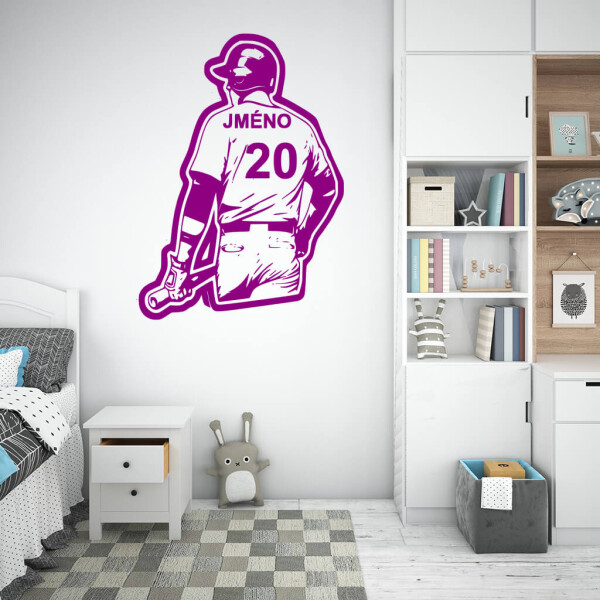 Veselá Stena Samolepka Baseballový dres Farba: fialová, Veľkosť: 100 x 72 cm