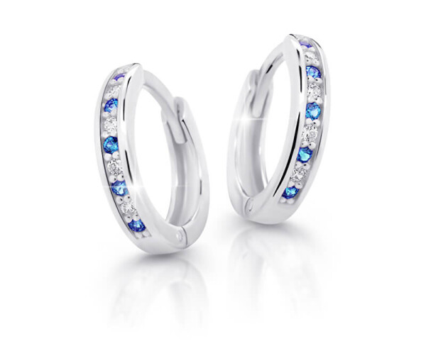 Cutie Jewellery Pôvabné kruhové náušnice z bieleho zlata C3342-80-X-2 modrá