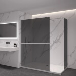 CERANO - Sprchová zástena Walk-in Onyx TL/P - 8 mm - hranatá vzpera + polička/držiak na uteráky - chróm, grafitové sklo - 100x50x200 CER-8050BD4226