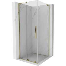 MEXEN/S - Velar L sprchovací kút, posuvné dvere 120 x 120, transparent, zlato 871-120-120-03-50