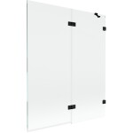 MEXEN/S - Lunar vaňová zástena 2-krídlová pravá 140 x 150, transparent, čierna 897-140-100-70-00-P