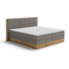 Posteľ Boxspring Frederic 180x200,sivá,dub, vr. matraca a topper