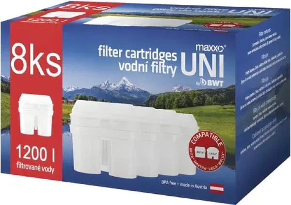 Maxxo UNI filtre do vodných filtračných kanvíc 8 ks / Filter do kanvice / Kompatibilný s LAICA Biflux, BWT (100001755867)