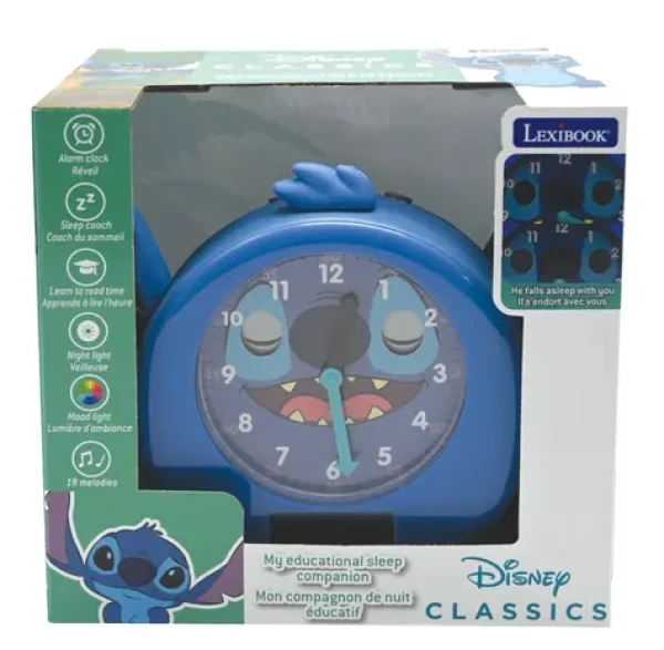 Lexibook Výukový budík Stitch / Budík / Sleep coach / Nočné svetlo / 18 melódií / USB-C (RLT100D)