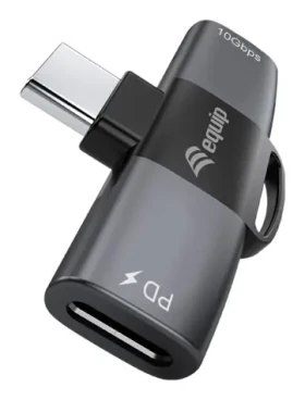 Equip Adaptér USB-C na 2x USB-C sivý / Adaptér / PD 100W / 10 Gbit/s / Alu (133479)