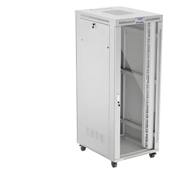 Lanberg FF01 42U 800x1000 LCD šedá / Stojanový rozvádzač / 19" / Sklenené dvere / nosnosť 1200 kg (FF01-8042-12SL)