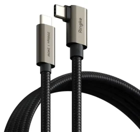 Ringke USB-C kábel 240W 2m čierny / USB-C kábel / USB 3.2 Gen 2x2 / PD 240 W / 20 Gbit / s / lomený