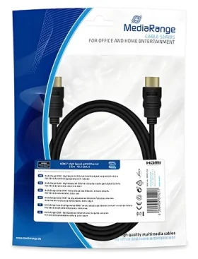 MediaRange / HDMI kábel / High Speed + Ethernet / 2 m / 10,2 Gbit / s / pozlátené konektory (MRCS210)