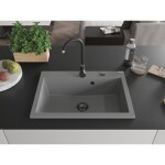 MEXEN/S MEXEN/S - Elix granitový drez 1-miska 700 x 500 mm, sivý, sifón čierna 6526701005-71-B