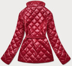 Červená prošívaná dámská bunda s páskem model 17099021 Červená XL (42) - BH FOREVER
