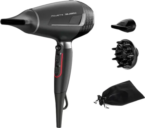 Rowenta Karl Lagerfeld K/ Pro Stylist CV888L čierna/ sušič vlasov / 2200 W / studený vzduch (CV888L)