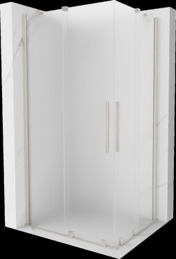 MEXEN/S - Velar Duo sprchovací kút, posuvné dvere 100 x 90, dekor, nikel kartáčovaný 871-100-090-32-97