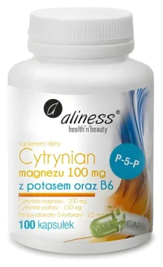 Aliness Magnesium Citrate 100 mg + draslík 150 mg, B6 / Výživový doplnok / 100 kapsúl / bez lepku