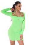 Sexy fine rib mini dress with cut outs neongreen Einheitsgroesse