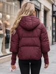 Dámska zimná prešívaná bunda s kapucňou TY5898 vínová – FashionStreet M