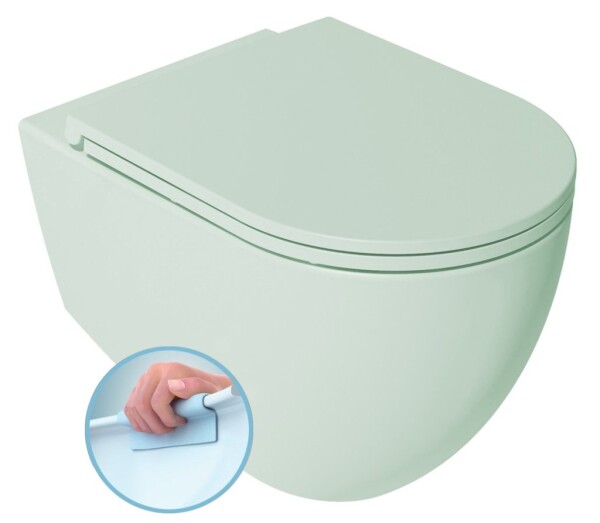 ISVEA - INFINITY závesná WC misa, Rimless, 36,5x53cm, zelena mint 10NF02005-2T