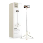 Tech-Protect L09S béžová / Selfie tyč / Statívová funkcia / Bluetooth diaľkové ovládanie / Teleskopická 146 cm (5906302330874)
