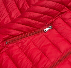 Červená prešívaná dámska bunda kapucňou (B0124-4) odcienie czerwieni