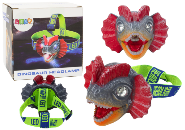 Mamido Nastaviteľná čelovka dinosaurus s 3 LED diódami