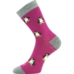 VOXX Ponožky dětské slabé z merino PENGUINIK s ionty stříbra FUXIA 35-38 126530