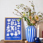 Bella Rose Plagát Family Treasures Beige / Blue 30 x 40 cm
