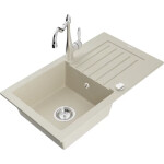 MEXEN/S MEXEN/S - Pablo granitový drez 1-miska vrátane batérie Carla, béžová 6510-69-670700-00