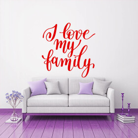 Veselá Stena Samolepka I love my family Farba: červená, Veľkosť: 100 x 103 cm