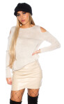 Trendy KouCla Cold Shoulder jumper Used Look Einheitsgroesse