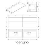 CERANO - Kúpeľňová skrinka Velora - biela matná, úchytka čierna + doska pod umývadlo Navira Slim - 18 mm - 160x54,8x46,5 CER-665176