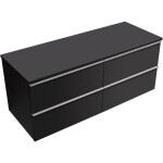 CERANO - Kúpeľňová skrinka Velora - čierna matná, úchytka chrómová + doska pod umývadlo Navira Slim - 18 mm - 120x54,8x46,5 CER-664774