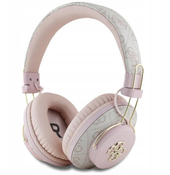 Guess Słuchawki nauszne Guess Bluetooth ENC Metal 4G Logo Ružový