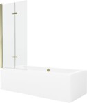 MEXEN/S - Cube obdĺžniková vaňa 180 x 80 cm s panelom + vaňová zástena 80, transparent, zlatá 550518080X9208025000