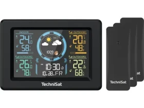 TechniSat iMETEO 700 čierna / Meteorologická stanica / LCD displej / teplota / vlhkosť / 3x bezdrôtový senzor (MET02M)