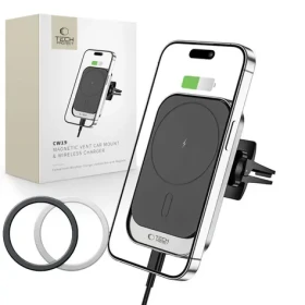 Tech-Protect CW19 MagSafe čierna / Držiak do auta / Magnetický / 15W bezdrôtové nabíjanie / do ventilácie