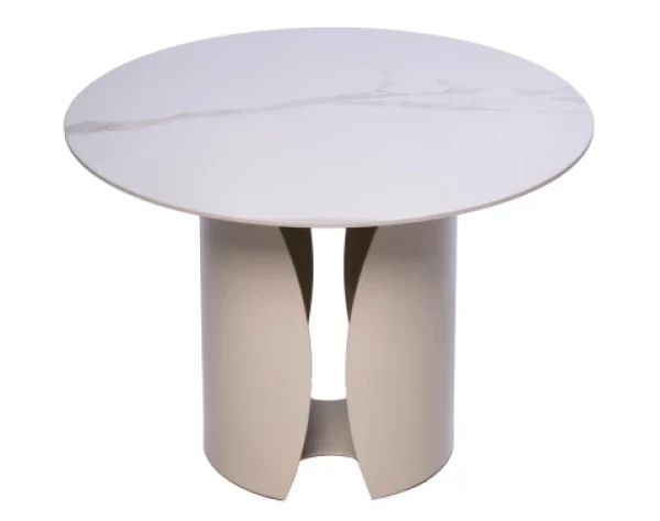 Okrúhly konferenčný stolík Kira, 60 cm, krémová/imitácia svetlého mramoru%