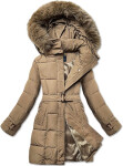 Dámska hnedá zimná bunda s ozdobnými pásmi (23MY-208) odstíny hnědé L (40)