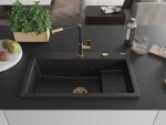 MEXEN/S MEXEN/S - Omar granitový drez 800 x 480 mm, čierna, zlatý sifón 6520801005-77-G