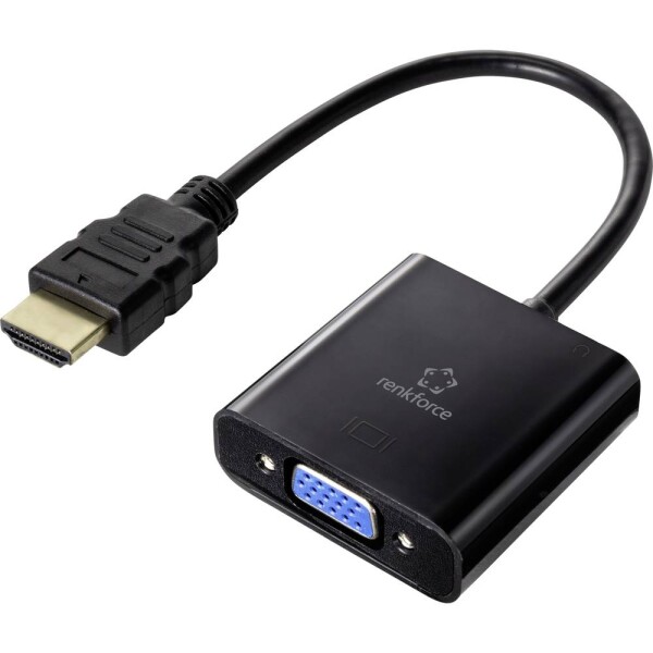 Renkforce HDMI / VGA káblový adaptér Zástrčka HDMI-A, VGA pólové zásuvka 0.15 m čierna RF-4531578 dvojžilový tienený HDMI kábel; RF-4531578