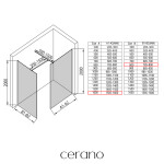 CERANO - Sprchová zástena Walk-in Onyx TL/P - 8 mm - hranatá vzpera + polička/držiak na uteráky - čierna matná, bronzové sklo - 160x80x200 CER-689647