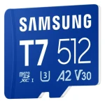 Samsung T7 modrá / Pamäťová karta microSDXC / 512 GB / UHS-I U3 / Class 10, V30, A2 / čítanie: 170 MB/s / zápis: 30 MB/s (MB-MB512T/WW)