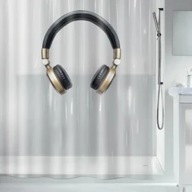 Spirella HEADPHONE sprchový záves motív slúchadla číry / 180 x 200 cm / PEVA