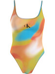 Dámske jednodielne plavky SCOOP ONE PIECE-PRINT KW0KW02086 0G0 oranžovožlté - Calvin Klein 3XL