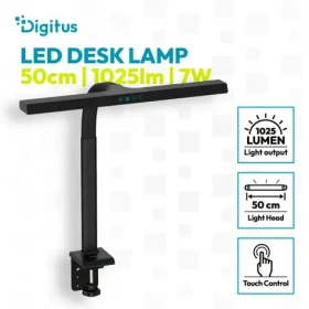 LED stolná lampička s klipom čierna / Stolová lampička / 50 cm / 1025 lm / 7 W / 3000-6500K / stmievateľná (DA-90490)