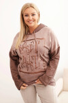 Dámska mikina s kapucňou a potlačou Plus Size Brown UNI