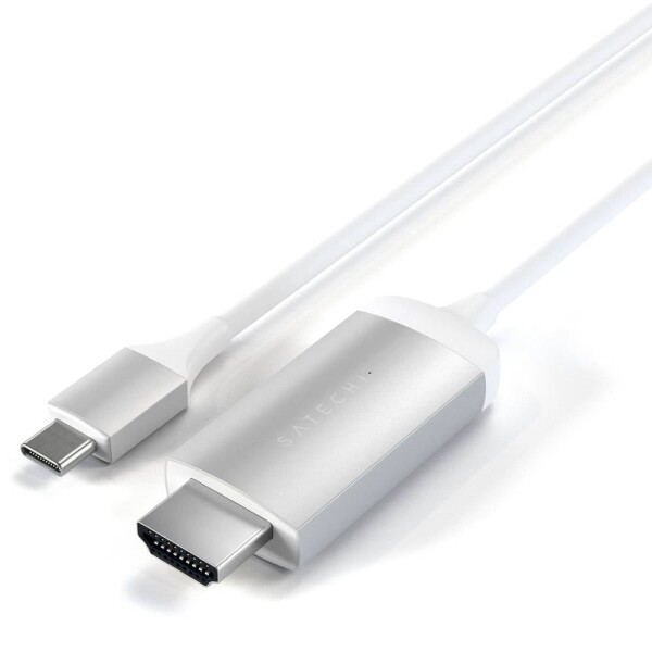 Satechi USB-C® / HDMI prepojovací kábel Zástrčka HDMI-A, USB-C ® zástrčka 1.8 m strieborná ST-CHDMIS 4K UHD Kábel pre displeje USB-C®; ST-CHDMIS