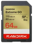 SanDisk Extreme Go SDXC 64 GB / Pamäťová karta SD / Class 10 / čítanie 170 MB/s / zápis 80 MB/s / vhodné pre 4K (SDSDXGN-064G-GNCIN)