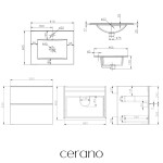 CERANO - Kúpeľňová skrinka Velora - čierna matná, úchytka chróm + keramické umývadlo Todo - 61x55x46,5 CER-664912