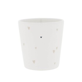 Bastion Collections Keramický latte hrnček White / Hearts natural 240 ml
