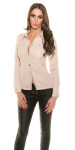 Sexy Koucla blouse with leatherlook and buttons BEIGE